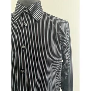 HUGO BOSS Button Down Dress Shirt Black Pink White Stripes Size XL SG